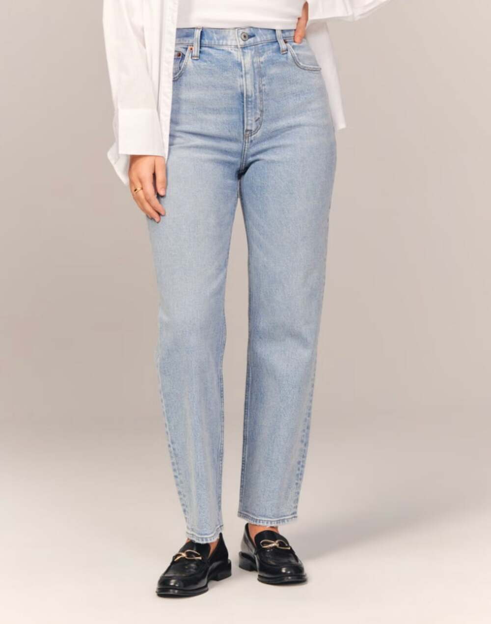 ABERCROMBIE The Ankle Straight Ultra High Rise Jeans Curve Love Light Wash 29